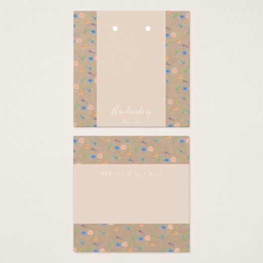 水カラー野生花模様植物耳掻きカード (正面&裏面)