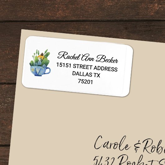 水カラー金ゴールドコンフロアーinティーカップアドレス ラベル