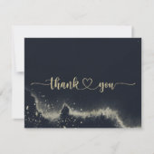 水カラー金ゴールドスプラッシュフ結婚ェット サンキューカード (正面)