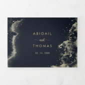 水カラー金ゴールドスプラッシュ三結婚折 三つ折り招待状 (カバー)