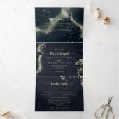 水カラー金ゴールドスプラッシュ三結婚折 三つ折り招待状 (内部)