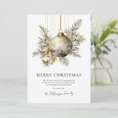 水カラー金ゴールドボーブルクリスマスホリデー シーズンカード (スタンド正面)