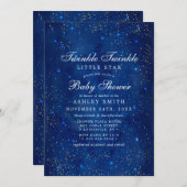 水カラー銀河系トゥインクルトゥインクルスターベビーシャワー 招待状 (正面/裏面)