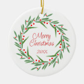 水カラー離れリース&ベリー セラミックオーナメント (正面)