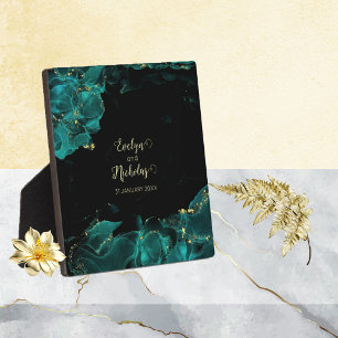 水カラーAnastasiaの結婚ブラック&グリーンプラーク フォトプラーク