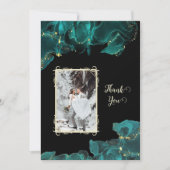 水カラーAnastasiaブラック&グリーンありがとう 招待状 (正面)