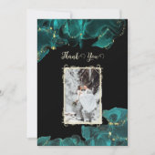 水カラーAnastasiaブラック&グリーンありがとう 招待状 (正面)