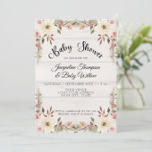 水カラーBOHOフローラコテージベビーガールシャワー 招待状 (スタンド正面)