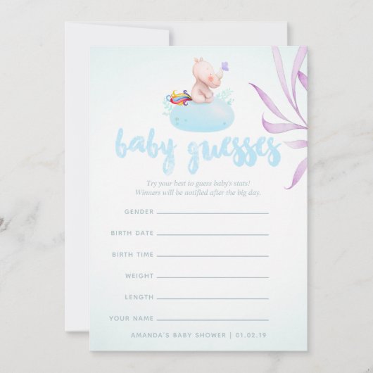 水カラーBoho部族の赤ちゃんシャワー推測ゲーム 招待状 (正面)