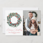 水カラーHolly Berry & Greeneryリース写真 シーズンカード (正面)