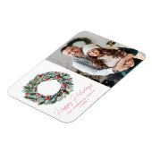 水カラーHolly Berry & Greeneryリース写真 マグネット (左側)