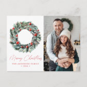 水カラーHolly Berry & Greeneryリース2写真 シーズンポストカード (正面)