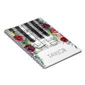 水カラーmarsala赤いフラワーズミュージックピアノ ノートブック (右側)