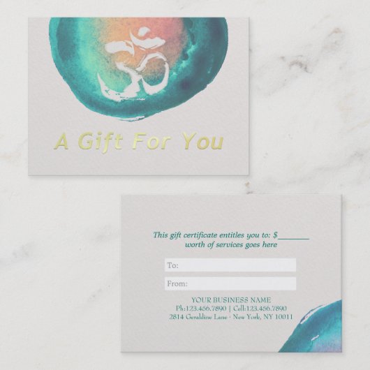 水カラーOMヨガインストラクターギフト券 割引カード (正面/裏面)