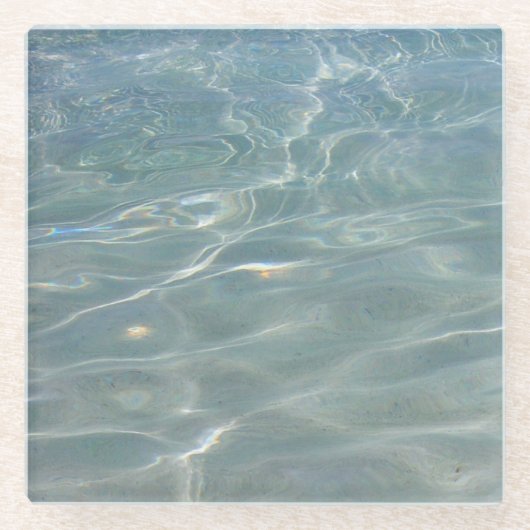 水カリブの抽象芸術青自然 ガラスコースター (正面)