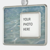 水カリブの抽象芸術青自然 シルバープレートフレームオーナメント (左)