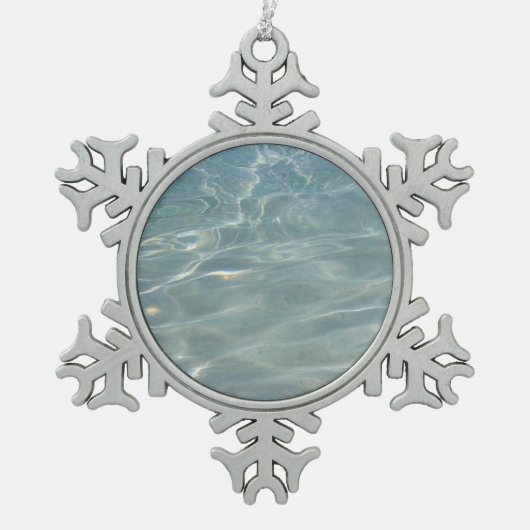 水カリブの抽象芸術青自然 スノーフレークピューターオーナメント (正面)