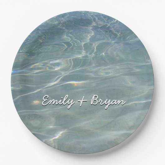 水カリブの抽象芸術青自然 ペーパープレート (正面)