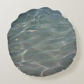 水カリブの抽象芸術青自然 ラウンドクッション (裏面)