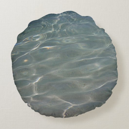 水カリブの抽象芸術青自然 ラウンドクッション (裏面)