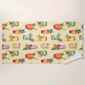 水ガーリーカラフル色カクテルパターン ビーチタオル (正面)