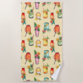 水ガーリーカラフル色カクテルパターン ビーチタオル (正面)