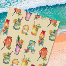 水ガーリーカラフル色カクテルパターン ビーチタオル