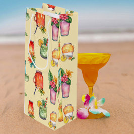 水ガーリーカラフル色カクテルパターン ワインギフトバッグ