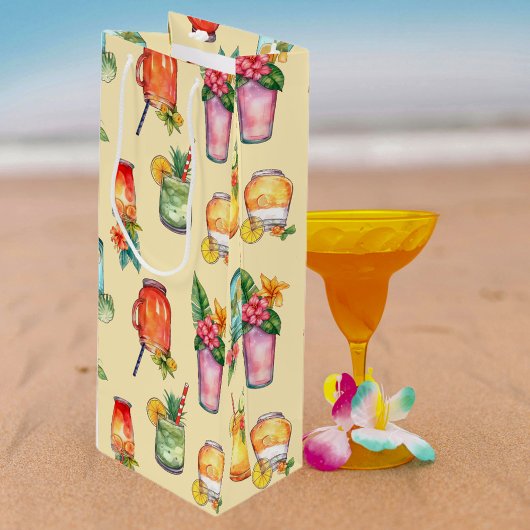 水ガーリーカラフル色カクテルパターン ワインギフトバッグ