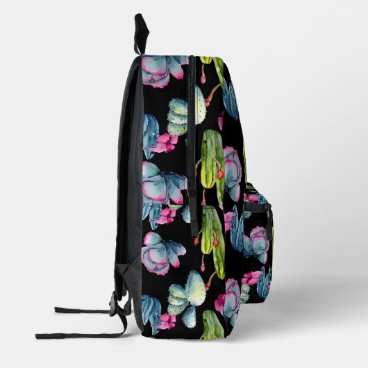 水ガーリー色エキゾチック山花サボテン模様 プリントバックパック (左)