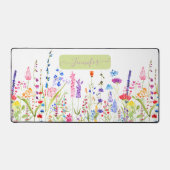 水ガーリー色カラフル野花パーソナライズされた デスクマット (正面)