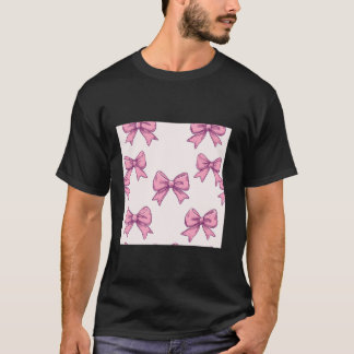 水ガーリー色コケットで弓の審美的ピンクボー Tシャツ