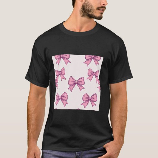 水ガーリー色コケットで弓の審美的ピンクボー Tシャツ (正面)