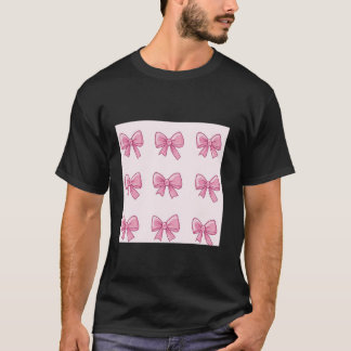 水ガーリー色コケットで弓の審美的ピンクボー Tシャツ