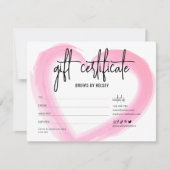 水ガーリー色サロンスパバレンティンギフト券 カード (正面)