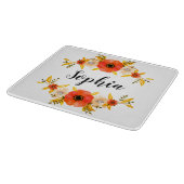水ガーリー色サンゴフローラリースカスタム文字 カッティングボード (角)