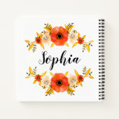 水ガーリー色サンゴフローラリースカスタム文字 ノートブック (裏面)