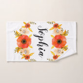 水ガーリー色サンゴフローラリースカスタム文字 ハンドタオル (ハンドタオル)