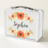 水ガーリー色サンゴフローラリースカスタム文字 メタルランチボックス (裏面)
