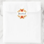 水ガーリー色サンゴフローラリースカスタム文字 ラウンドシール (バッグ)