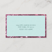 水ガーリー色ティール（緑がかった色）明るい赤紫色ピンクフローラグリッター 名刺 (裏面)