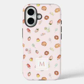 水ガーリー色デザートパターンピンクモノグラム iPhone 16ケース