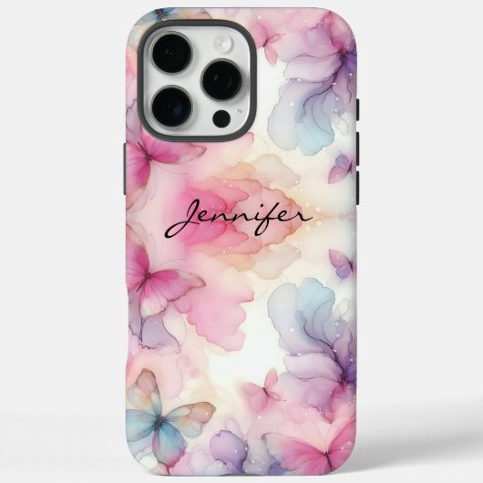 水ガーリー色バタフライiPhone Case-Mate iPhoneケース (裏面)