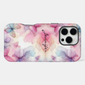 水ガーリー色バタフライiPhone iPhoneケース (裏面横)