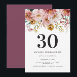 水ガーリー色フローラ30th誕生日パープルシック<br><div class="desc">水の色ガーリーフローラ30th誕生日パープルシックパーティの招待状。美しいエレガントパーティーモダンテーマ。</div>