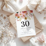 水ガーリー色フローラ30th誕生日ピンクのシック<br><div class="desc">水の色ガーリーフローラ30th誕生日ピンクのシックなパーティの招待状。美しいエレガントパーティーモダンテーマ。</div>