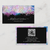 水ガーリー色ホログラフィックグリッターブラック コーリングカード (正面/裏面)