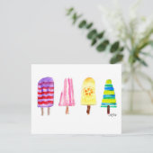 水ガーリー色ポプシクル手描きノートカード (スタンド正面)