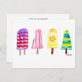 水ガーリー色ポプシクル手描きノートカード (正面/裏面)