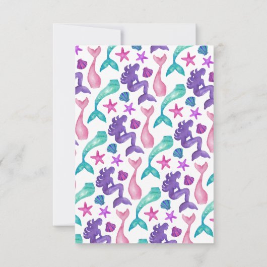 水ガーリー色メルメイドテイルズシーシェル模様 サンキューカード (裏面)